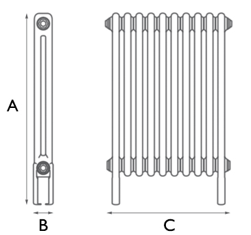 Enderby 2 Column Steel Radiator 710mm 10 Section Spec